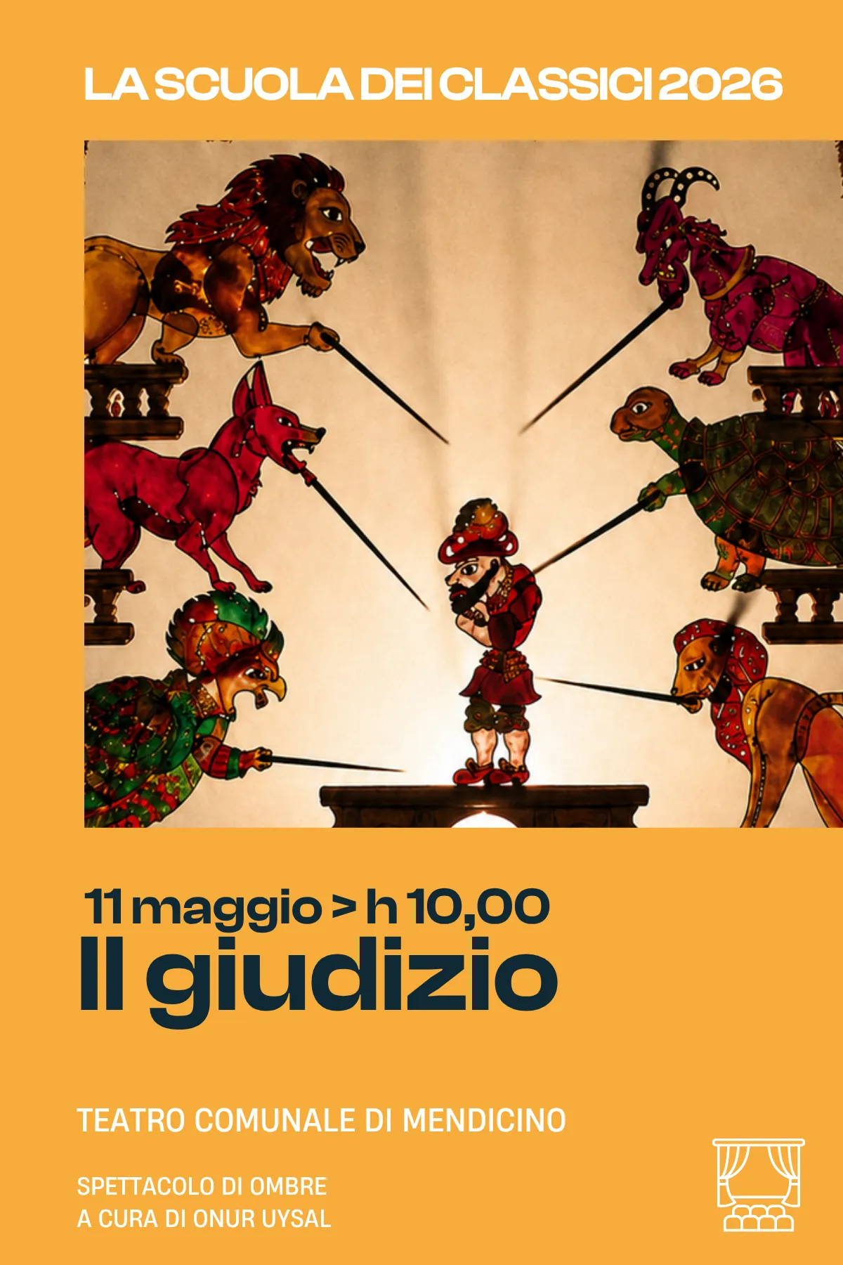Locandina di Il Giudizio, spettacolo di ombre in cui gli animali processano gli uomini